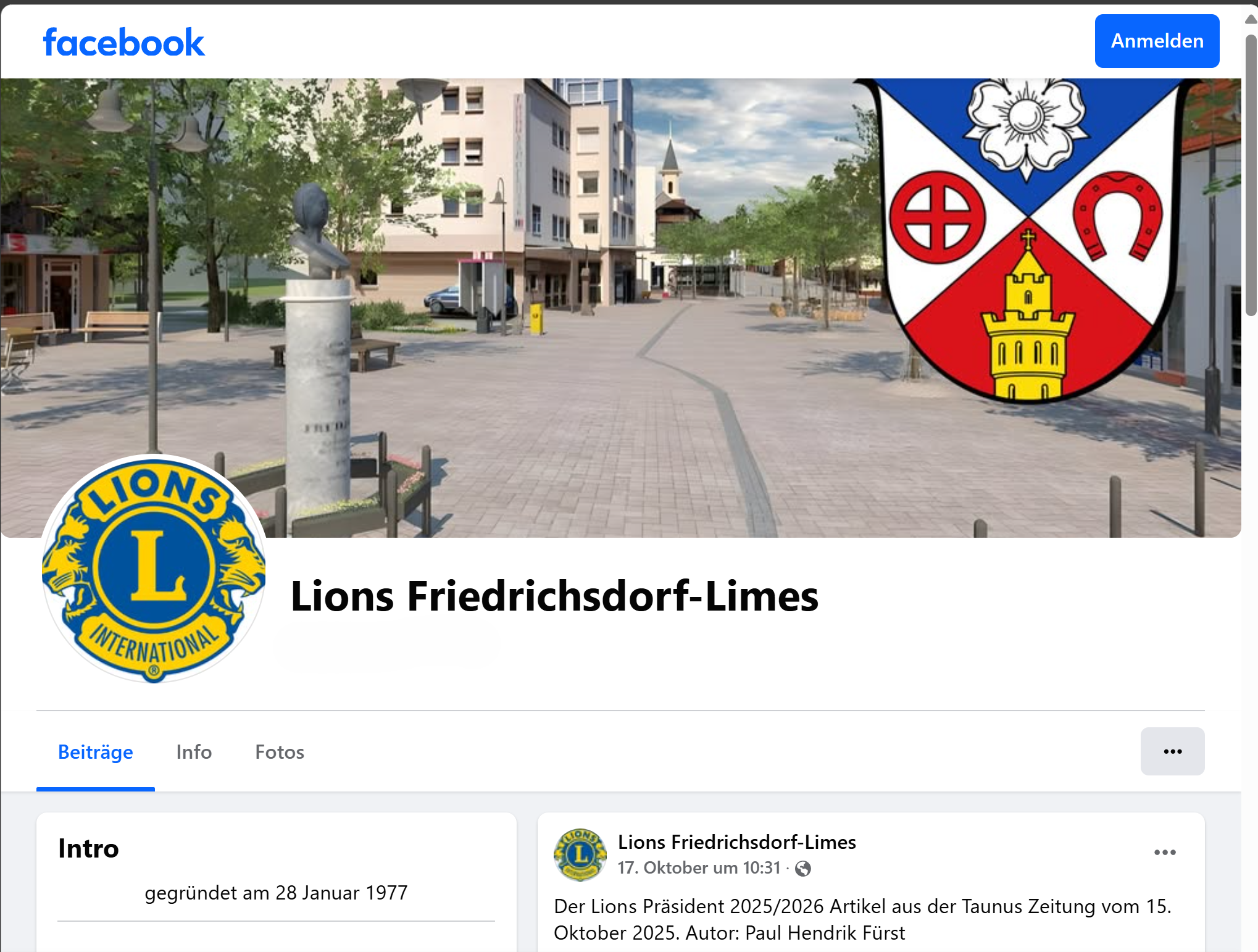 Ansicht der Facebookseite